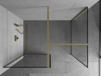 MEXEN/S - Kioto Sprchová zástena Walk-in 100 x 80, čierny vzor, zlatá 800-100-202-50-70-080
