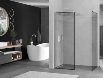 MEXEN/S - Kioto Sprchová zástena Walk-in 110 x 100, čierny vzor, biela 800-110-202-20-70-100