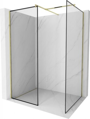 MEXEN/S - Kioto Sprchová zástena Walk-in 110 x 100, čierny vzor, zlatá 800-110-202-50-70-100