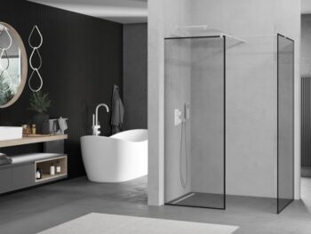 MEXEN/S - Kioto Sprchová zástena Walk-in 110 x 90, čierny vzor, biela 800-110-202-20-70-090