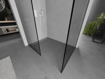 MEXEN/S - Kioto Sprchová zástena Walk-in 120 x 100, čierny vzor, biela 800-120-202-20-70-100
