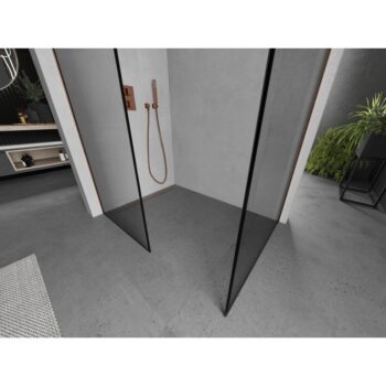 MEXEN/S - Kioto Sprchová zástena Walk-in 90 x 90, čierny vzor, meď kartáčovaná 800-090-202-65-70-090