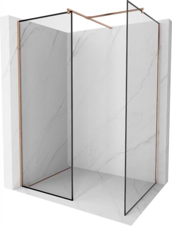MEXEN/S - Kioto Sprchová zástena Walk-in 90 x 90, čierny vzor, meď kartáčovaná 800-090-202-65-70-090