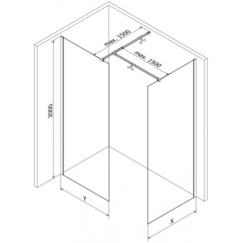 MEXEN/S - Kioto Sprchová zástena Walk-in 90 x 90, čierny vzor, meď kartáčovaná 800-090-202-65-70-090