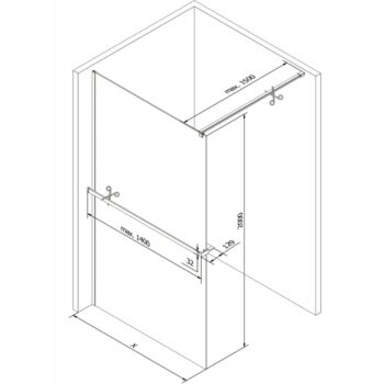 MEXEN/S - Kioto+ Sprchová zástena s poličkou WALK-IN 110 x 200, čierna vzor, meď kartáčovaná 800-110-121-65-78