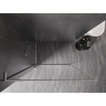MEXEN/S - Kyoto-F L Sprchová zástena WALK-IN s rámom 55 x 202, transparent 8 mm, nikel kartáčovaný 800-055-174-97-00