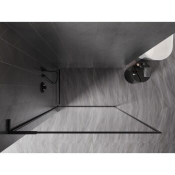 MEXEN/S - Kyoto-F L Sprchová zástena WALK-IN s rámom 75 x 202, transparent 8 mm, čierna 800-075-174-70-00