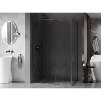 MEXEN/S - Kyoto-F Sprchová zástena WALK-IN s rámom 100 x 75, transparent 8 mm, grafit kartáčovaná 800-100-202-04-66-075