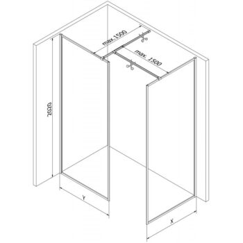 MEXEN/S - Kyoto-F Sprchová zástena WALK-IN s rámom 100 x 90, transparent 8 mm, grafit kartáčovaná 800-100-202-04-66-090