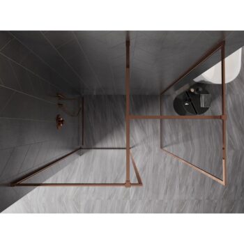 MEXEN/S - Kyoto-F Sprchová zástena WALK-IN s rámom 100 x 90, transparent 8 mm, ružové zlato 800-100-202-04-60-090
