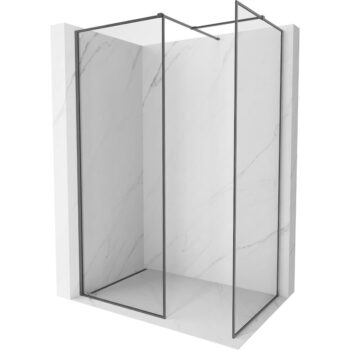 MEXEN/S - Kyoto-F Sprchová zástena WALK-IN s rámom 105 x 80, transparent 8 mm, grafit kartáčovaná 800-105-202-04-66-080