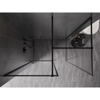 MEXEN/S - Kyoto-F Sprchová zástena WALK-IN s rámom 110 x 80, transparent 8 mm, čierna 800-110-202-04-70-080