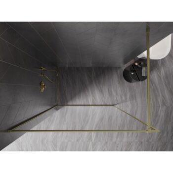 MEXEN/S - Kyoto-F Sprchová zástena WALK-IN s rámom 50 x 202, transparent 8 mm, zlato kefovaná 800-050-104-55-00