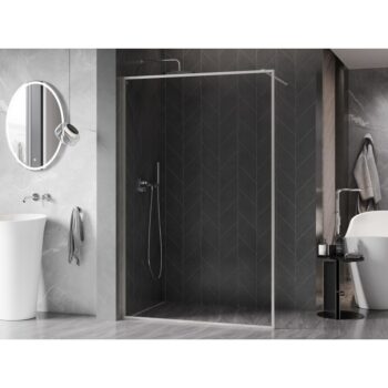 MEXEN/S - Kyoto-F Sprchová zástena WALK-IN s rámom 55 x 202, transparent 8 mm, nikel kartáčovaný 800-055-104-97-00