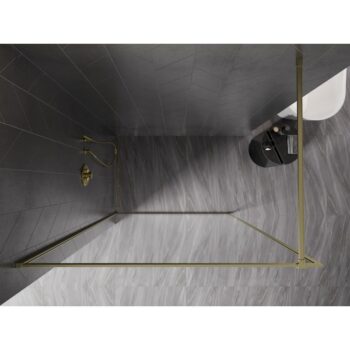 MEXEN/S - Kyoto-F Sprchová zástena WALK-IN s rámom 55 x 202, transparent 8 mm, zlato kefovaná 800-055-104-55-00