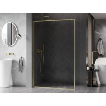 MEXEN/S - Kyoto-F Sprchová zástena WALK-IN s rámom 65 x 202, transparent 8 mm, zlato kefovaná 800-065-104-55-00