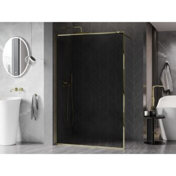 MEXEN/S - Kyoto-F Sprchová zástena WALK-IN s rámom 70 x 202, grafit 8 mm, zlato 800-070-104-50-40