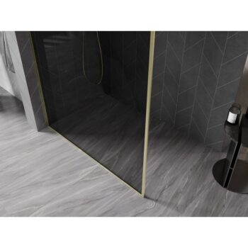 MEXEN/S - Kyoto-F Sprchová zástena WALK-IN s rámom 70 x 202, grafit 8 mm, zlato kefovaná 800-070-104-55-40