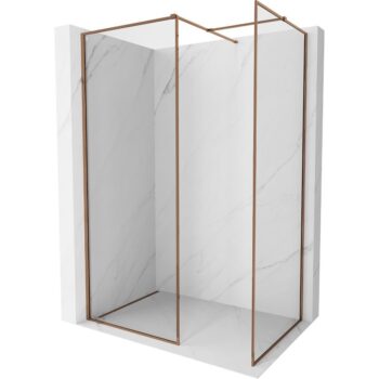MEXEN/S - Kyoto-F Sprchová zástena WALK-IN s rámom 80 x 70, transparent 8 mm, ružové zlato 800-080-202-04-60-070