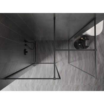 MEXEN/S - Kyoto-F Sprchová zástena WALK-IN s rámom 90 x 70, transparent 8 mm, grafit kartáčovaná 800-090-202-04-66-070