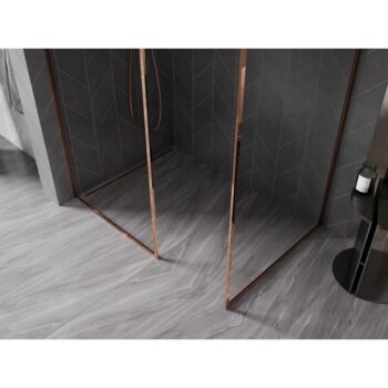 MEXEN/S - Kyoto-F Sprchová zástena WALK-IN s rámom 90 x 70, transparent 8 mm, ružové zlato 800-090-202-04-60-070