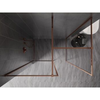 MEXEN/S - Kyoto-F Sprchová zástena WALK-IN s rámom 90 x 70, transparent 8 mm, ružové zlato 800-090-202-04-60-070