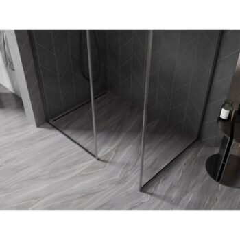 MEXEN/S - Kyoto-F Sprchová zástena WALK-IN s rámom 90 x 80, transparent 8 mm, grafit kartáčovaná 800-090-202-04-66-080