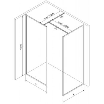 MEXEN/S - Kyoto-F Sprchová zástena WALK-IN s rámom 90 x 80, transparent 8 mm, grafit kartáčovaná 800-090-202-04-66-080