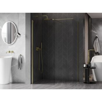MEXEN/S - Kyoto-X Sprchová zástena WALK-IN 70 x 70, transparent 10 mm, zlato kefovaná 800-070-202-55-00-070-X