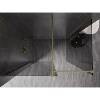 MEXEN/S - Kyoto-X Sprchová zástena WALK-IN 70 x 70, transparent 10 mm, zlato kefovaná 800-070-202-55-00-070-X