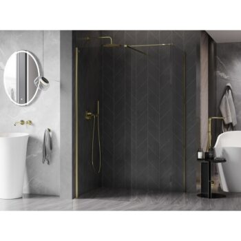 MEXEN/S - Kyoto-X Sprchová zástena WALK-IN 80 x 70, transparent 10 mm, zlato 800-080-202-50-00-070-X