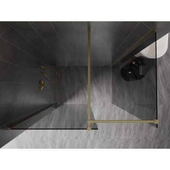 MEXEN/S - Kyoto-X Sprchová zástena WALK-IN 80 x 70, transparent 10 mm, zlato kefovaná 800-080-202-55-00-070-X