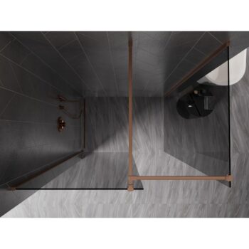 MEXEN/S - Kyoto-X Sprchová zástena WALK-IN 90 x 70, transparent 10 mm, meď kartáčovaná 800-090-202-65-00-070-X