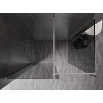 MEXEN/S - Kyoto-X Sprchová zástena WALK-IN 90 x 80, transparent 10 mm, nikel kartáčovaný 800-090-202-97-00-080-X