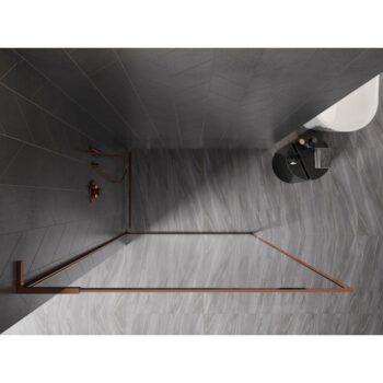 MEXEN/S - Kyoto-XF L Sprchová zástena WALK-IN s rámom 50 x 202, transparent 10 mm, ružové zlato 800-050-174-60-00-XF