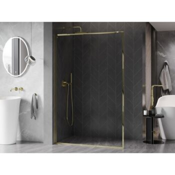 MEXEN/S - Kyoto-XF L Sprchová zástena WALK-IN s rámom 50 x 202, transparent 10 mm, zlato 800-050-174-50-00-XF