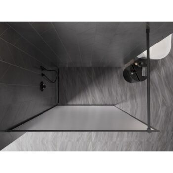 MEXEN/S - Kyoto-XF Sprchová zástena WALK-IN s rámom 110 x 202, dekor 10 mm, grafit kartáčovaná 800-110-104-66-30-X