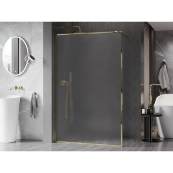 MEXEN/S - Kyoto-XF Sprchová zástena WALK-IN s rámom 110 x 202, dekor 10 mm, zlato 800-110-104-50-30-X