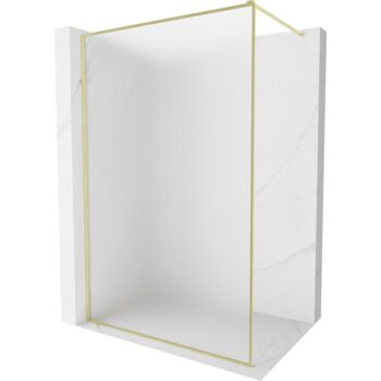 MEXEN/S - Kyoto-XF Sprchová zástena WALK-IN s rámom 110 x 202, dekor 10 mm, zlato kefovaná 800-110-104-55-30-X