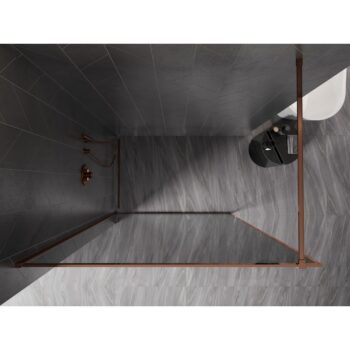 MEXEN/S - Kyoto-XF Sprchová zástena WALK-IN s rámom 110 x 202, grafit 10 mm, ružové zlato 800-110-104-60-40-X