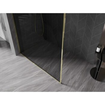 MEXEN/S - Kyoto-XF Sprchová zástena WALK-IN s rámom 110 x 202, grafit 10 mm, zlato 800-110-104-50-40-X