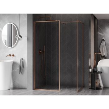 MEXEN/S - Kyoto-XF Sprchová zástena WALK-IN s rámom 150 x 80, transparent 10 mm, meď kartáčovaná 800-150-202-04-65-080-XF