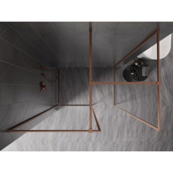 MEXEN/S - Kyoto-XF Sprchová zástena WALK-IN s rámom 150 x 80, transparent 10 mm, meď kartáčovaná 800-150-202-04-65-080-XF