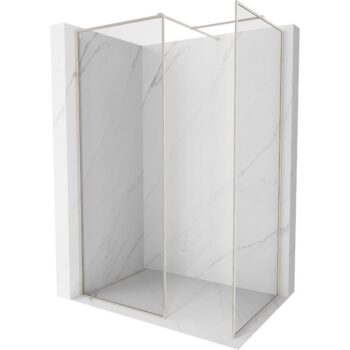 MEXEN/S - Kyoto-XF Sprchová zástena WALK-IN s rámom 150x80, transparent 10 mm, nikel kartáčovaný 800-150-202-04-97-080-XF
