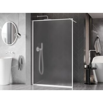 MEXEN/S - Kyoto-XF Sprchová zástena WALK-IN s rámom 70 x 202, dekor 10 mm, biela 800-070-104-20-30-X