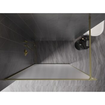 MEXEN/S - Kyoto-XF Sprchová zástena WALK-IN s rámom 70 x 202, dekor 10 mm, zlato kefovaná 800-070-104-55-30-X