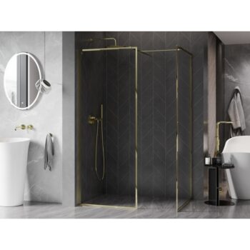 MEXEN/S - Kyoto-XF Sprchová zástena WALK-IN s rámom 70 x 70, transparent 10 mm, zlato 800-070-202-04-50-070-XF