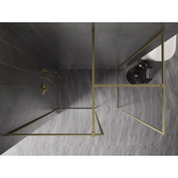 MEXEN/S - Kyoto-XF Sprchová zástena WALK-IN s rámom 70x70, transparent 10 mm, zlato kefovaná 800-070-202-04-55-070-XF