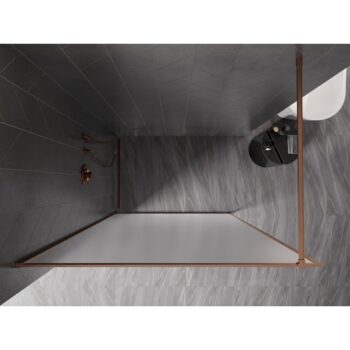 MEXEN/S - Kyoto-XF Sprchová zástena WALK-IN s rámom 80 x 202, dekor 10 mm, meď kartáčovaná 800-080-104-65-30-X