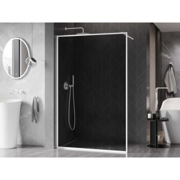 MEXEN/S - Kyoto-XF Sprchová zástena WALK-IN s rámom 80 x 202, grafit 10 mm, biela 800-080-104-20-40-X